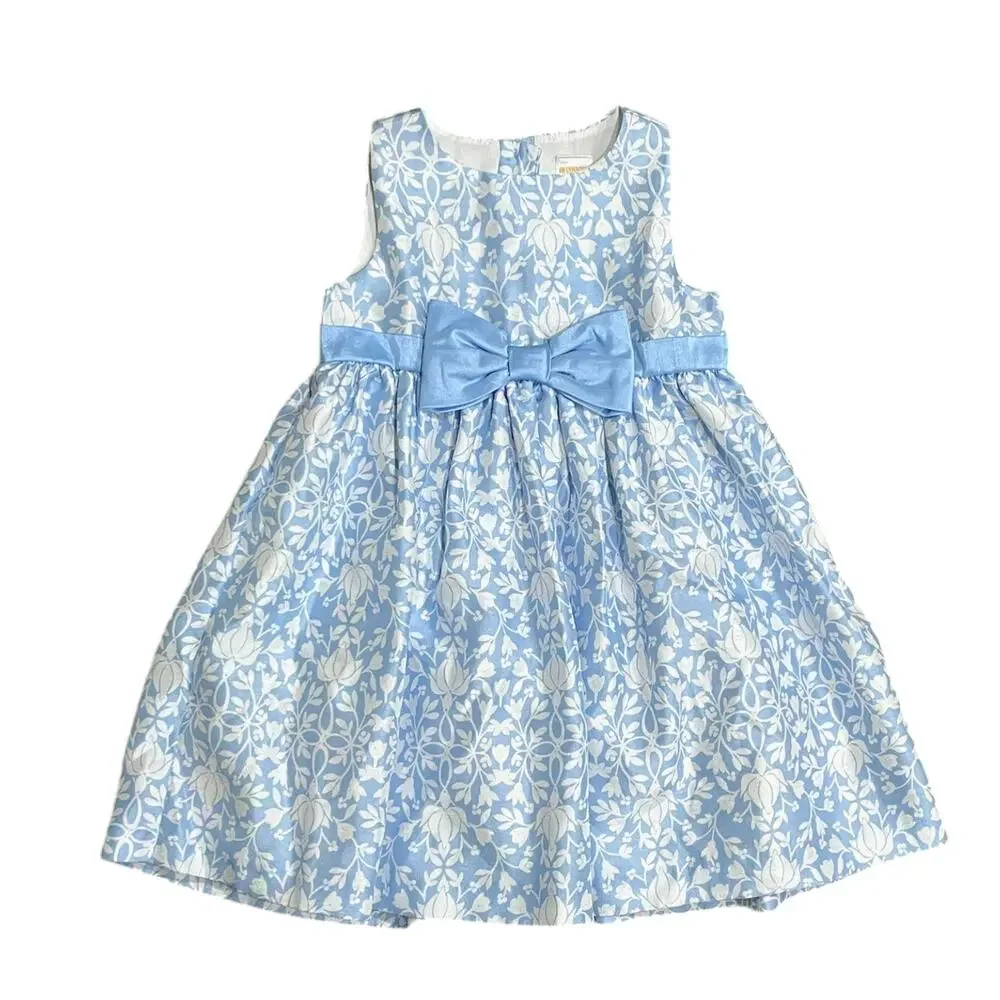 Gymboree Girls Dress Size 3T Blue White Easter Bow Formal Party Grandmillennial